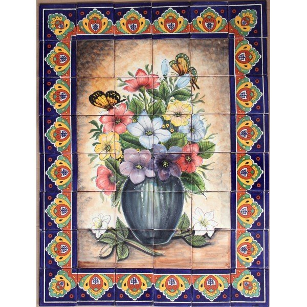 Mexican Talavera Mural Florero